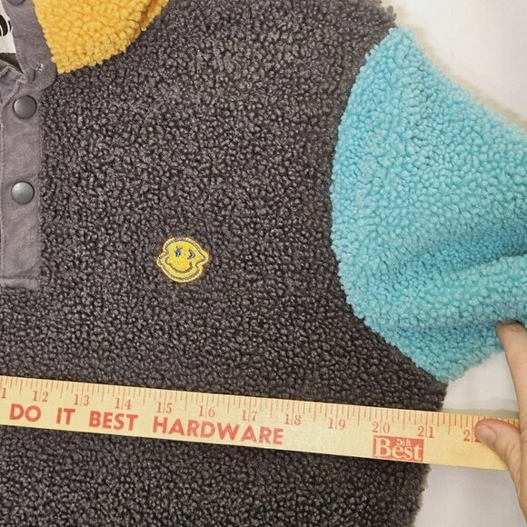 Dutch Bros Coffee Color Block Sherpa Fleece Unisex Pullover Henley Flaw Small - Picture 9 of 12